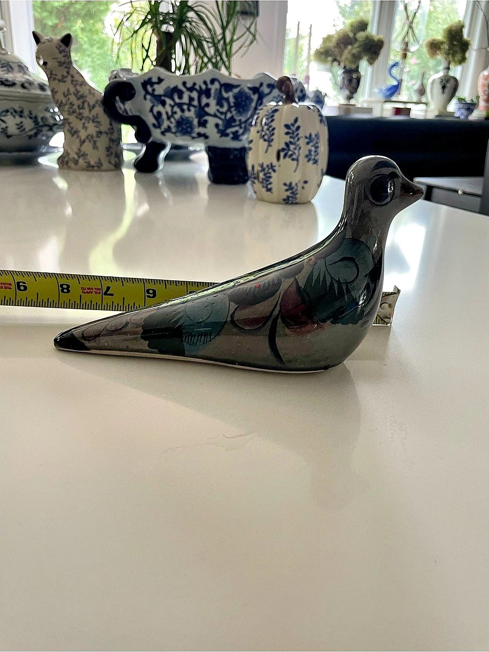 Ken Edwards Tonala Pottery Bird Duck Figurine Hand Painted Floral Mexico Vintage